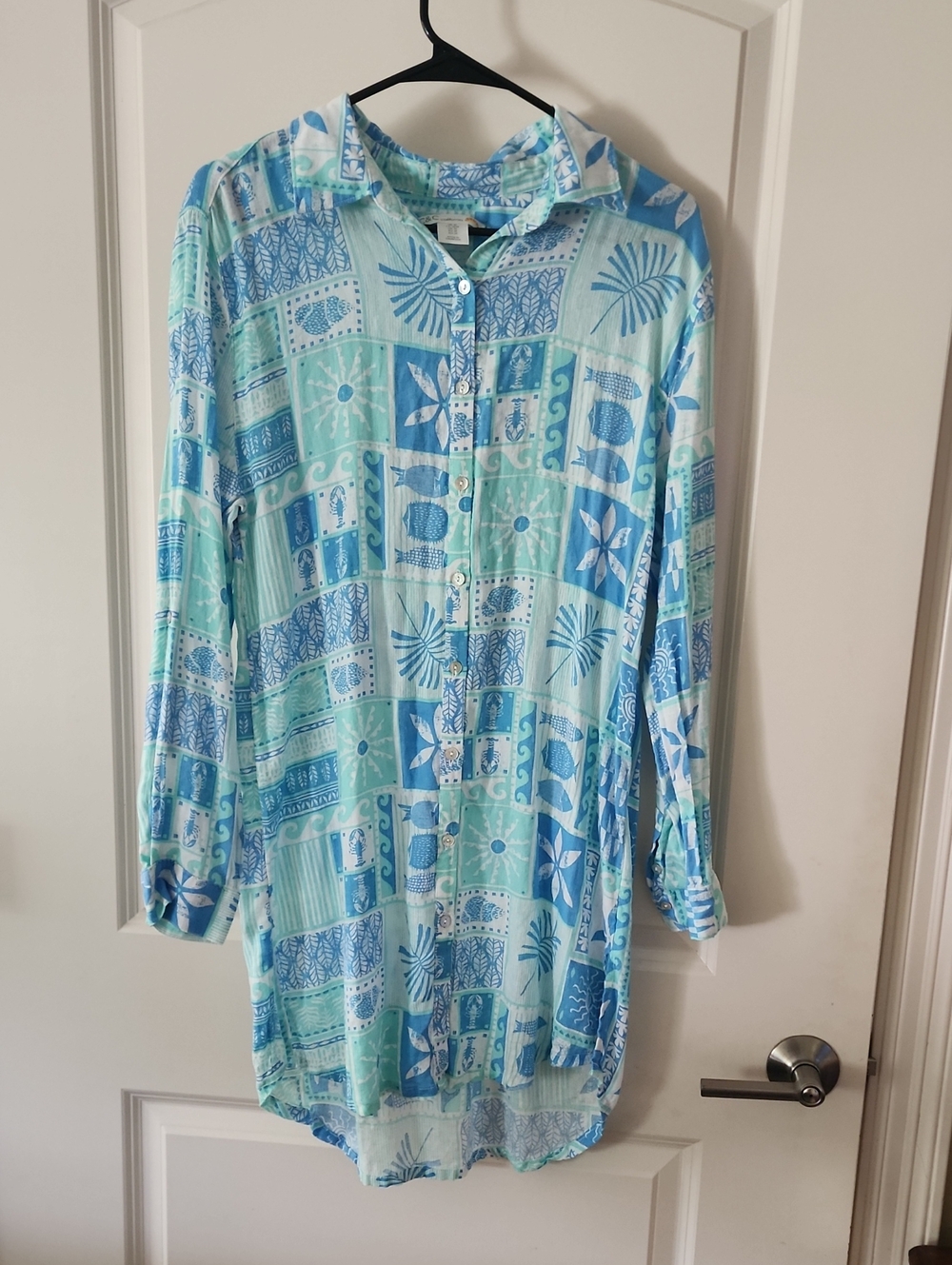 C&C California Blue & Aqua Printed Button-Up